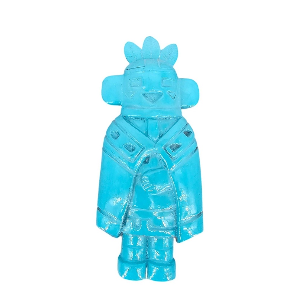 Vintage Mexican Terracotta Kachina Wall Hanging Turquoise Blue Pottery Mexico